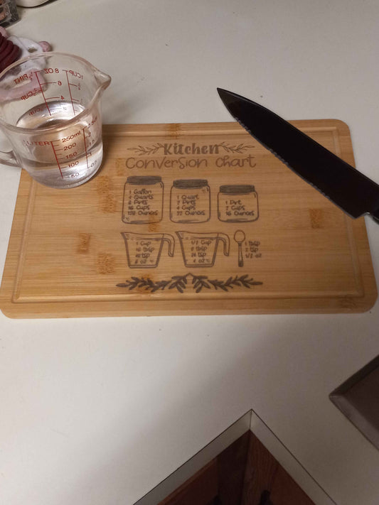 Conversion chart cutting board